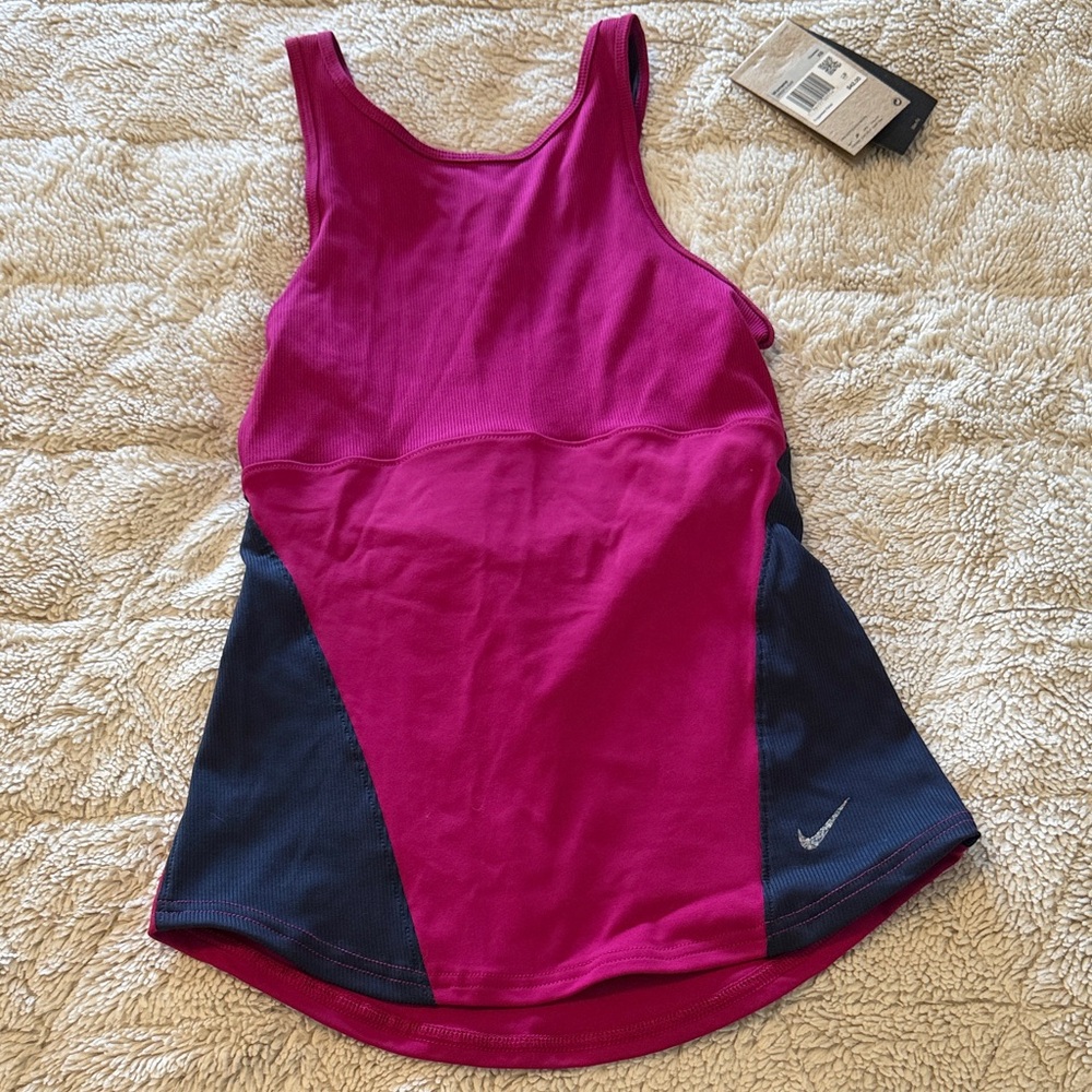 Nike Women's Fuchsia and Dark Blue Tank Top